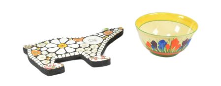 CLARICE CLIFF - CROCUS PATTERN BOWL AND MOSAIC POLAR BEAR