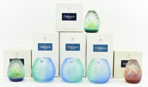 CAITHNESS GLASS - THREE LIM ED PAPERWEIGHTS & THREE BUD VASES