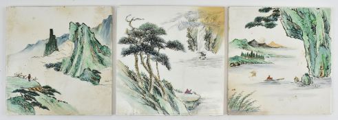 THREE EARLY 20TH CENTURY PILKINGTON TILES PAINTED IN HONGKONG