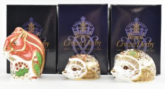ROYAL CROWN DERBY - THREE FINE BONE CHINA PAPERWEIGHTS