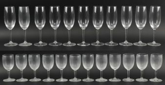HUGH JOHNSON - ELEVEN CHAMPAGNE GLASSES & 12 PORT GLASSES