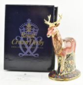 ROYAL CROWN DERBY - HERALDIC DERBYSHIRE STAG PAPERWEIGHT