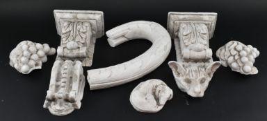 COLLECTION OF EIGHT ARCHITECTURAL RECLAIMED PLASTER CORBELS