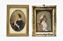 TWO EARLY 19TH CENTURY GEORGE III PORTRAIT PAINTINGS ON PAPER