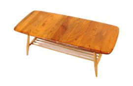 ERCOL - MID-CENTURY BEECH & ELM COFFEE TABLE