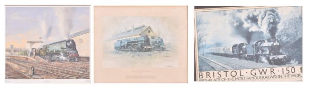 THREE RAILWAY INTEREST VINTAGE SIGNED FRAMED PRINTS