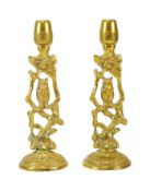 PAIR OF 19TH CENTURY OWL THEMED CANDLESTICK HOLDERS