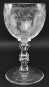 VICTORIAN 19TH CENTURY OVERSIZED AND ENGRAVED GLASS GOBLET