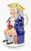 BELIEVED EARLY 19TH CENTURY STAFFORDSHIRE POTTERY TOBY JUG