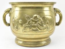 JAPANESE MEIJI PERIOD BRONZE ELEPHANT HANDLE PLANTER