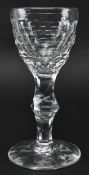18TH CENTURY LEAD DIAMOND FACETED SINGLE KNOP WINE GLASS