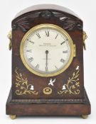 MACKIE LONDON - 19TH CENTURY BRASS & MAHOGANY MANTLE CLOCK
