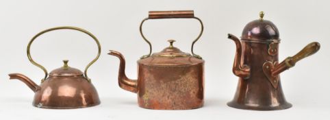 TWO 18TH CENTURY COPPER WARES & A REGENCY PERIOD KETTLE