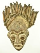 CHOKWE TRIBE - ANGOLA - CENTRAL AFRICAN WOOD & BAMBOO MASK