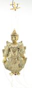 BURMESE 20TH CENTURY GLASS & SEQUIN GILT WOOD MARIONETTE