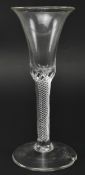 MID 18TH CENTURY LEAD GLASS AIR TWIST STEM WINE GLASS