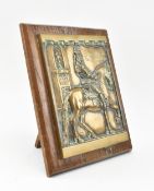 GERMAN EARLY 20TH CENTURY BRONZE & OAK COMMEMORATIVE PLAQUE