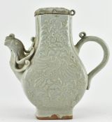 YUAN DYNASTY OR LATER QINABI EWER 元或以后青白釉凤凰牡丹执壶