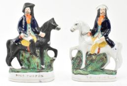 TWO 19TH CENTURY STAFFORDSHIRE FIGURES, DICK TURPIN & TOM KING