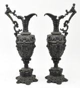 PAIR OF BELIEVED FRENCH 19TH CENTURY BRONZED SPELTER URNS