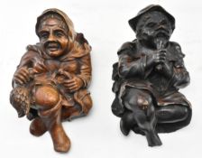 TWO BELIEVED BLACK FOREST HAND CARVED LIME WOOD FIGURES