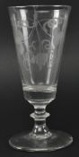 18TH CENTURY CIRCA 1770 LEAD GLASS & HAND ETCHED ALE GLASS