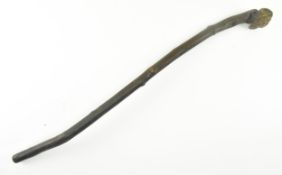 LATE 19TH CENTURY CARVED WOOD LION HEAD WALKING STICK