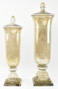 PAIR OF EARLY 20TH CENTURY LUSTRE GLASS CONFECTIONERY VASES