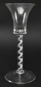 MID 18TH CENTURY SINGLE AIR TWIST WAISTED BUCKET WINE GLASS