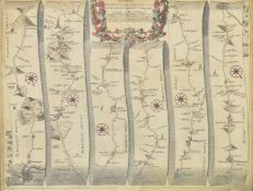 JOHN OGILBY - LATE 19TH CENTURY BRISTOL TO EXETER RIBBON MAP