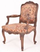 FRENCH 19TH CENTURY OAK & PETIT POINT UPHOLSTERY ARMCHAIR