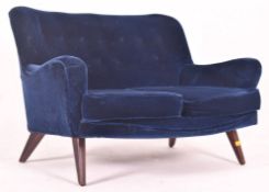 SCANDINAVIAN STYLE VINTAGE VELVET & TEAK TWO SEATER SOFA