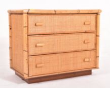 1970S RATTAN AND BAMBOO CHEST OF DRAWERS