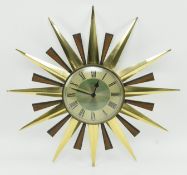 METAMEC - MID CENTURY SUNBURST WALL HANGING CLOCK
