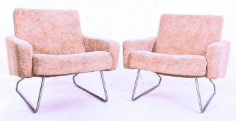 STAG FURNITURE - S RANGE - PAIR OF VINTAGE EASY ARMCHAIRS ON CHROME SUPPORTS