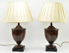 BELIEVED PORTA ROMANA - PAIR OF CONTEMPORARY WOOD & BRASS DESK LAMPS
