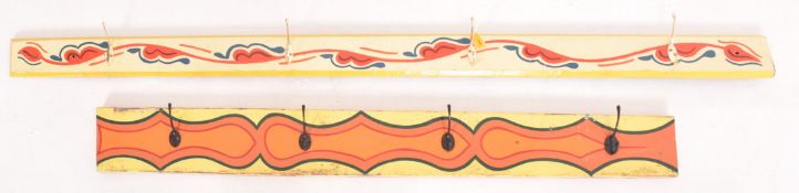 TWO VINTAGE FAIRGROUND CONVERTED WOODEN COAT RACKS