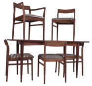 RICHARD HORNBY X FYNE LADYE - MID CENTURY 1960S AFROMOSIA TEAK DINING TABLE WITH CHAIRS