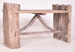 VINTAGE BESPOKE MADE WEATHERED TREE TRUNK GARDEN BENCH