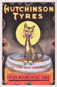 HUTCHINSON TYRES - ENAMEL STYLE HAND-PAINTED ON BOARD SIGN