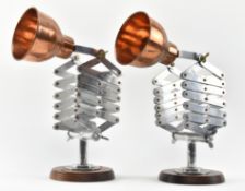 PAIR OF VINTAGE COPPER CONCERTINA CHART LAMPS
