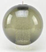 VINTAGE MID CENTURY SMOKED GLASS & PRESSED TEXTURED GLASS PENDANT SHADE
