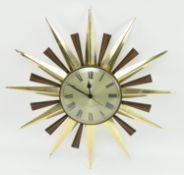 METAMEC - MID CENTURY SUNBURST WALL HANGING CLOCK