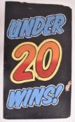 VINTAGE FUNFAIR 'UNDER 20 WINS' BOARD PANEL SIGN