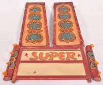 FIVE VINTAGE FAIRGROUND LIGHT AND PAINTED PANELS