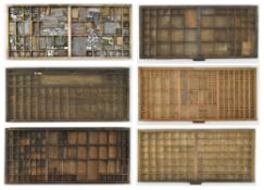 FIVE VINTAGE MID CENTURY PRINTER'S DRAWERS & BLOCKS