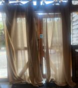PAIR OF HIGH END DESIGN CONTEMPORARY MIXED COTTON CURTAINS DRAPES