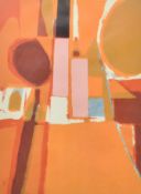 MID CENTURY SCREEN ABSTRACT SCREENPRINT IN ORANGE