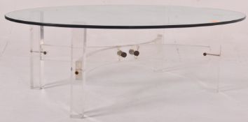 LARGE LATE 20TH CENTURY 1980S GLASS & LUCITE LOW COFFEE TABLE
