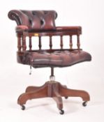 RETRO OXBLOOD LEATHER CHESTERFIELD CAPTAIN'S OFFICE CHAIR